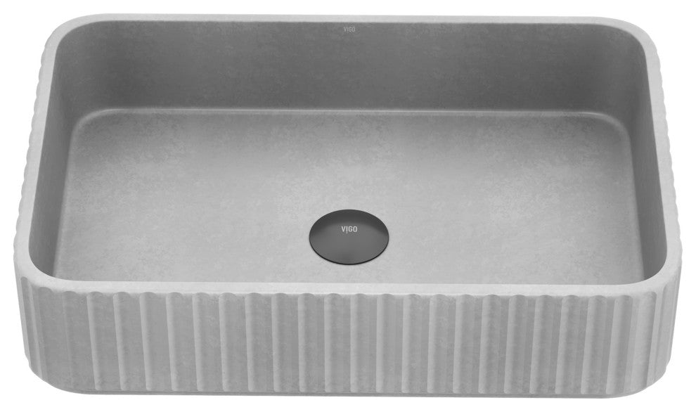 VIGO Windsor 21"L x 14"W x 5"H Concreto Stone Rectangular Bathroom Vessel Sink