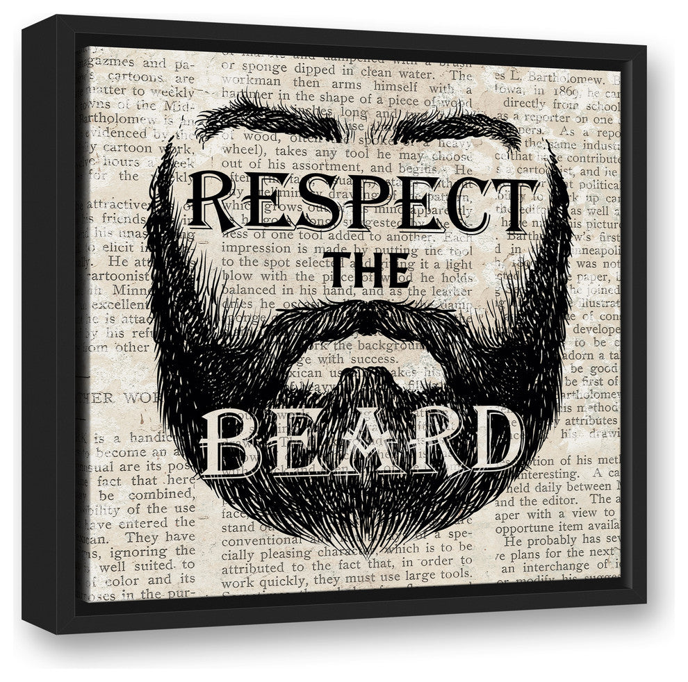 Respect the Beard 16x16 Black Floating Framed Canvas
