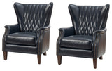 Genuine Leather Armchair, Set of 2, Navy
