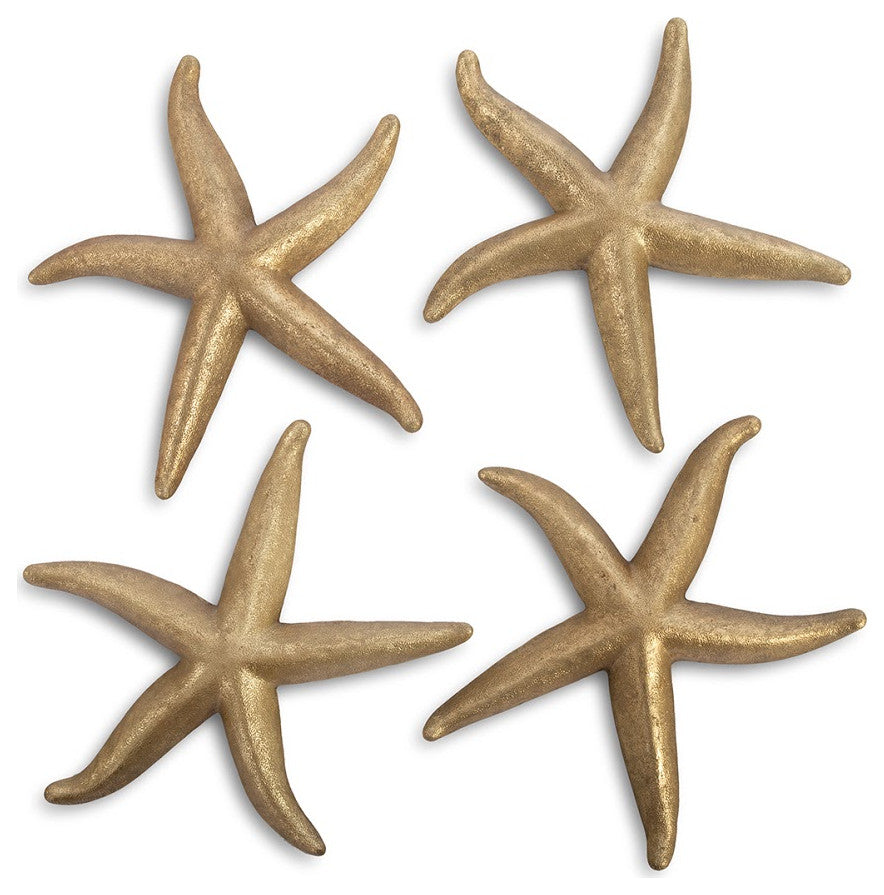 Starfish, Gold Leaf, 4-Piece Set, Small, Gold, Large