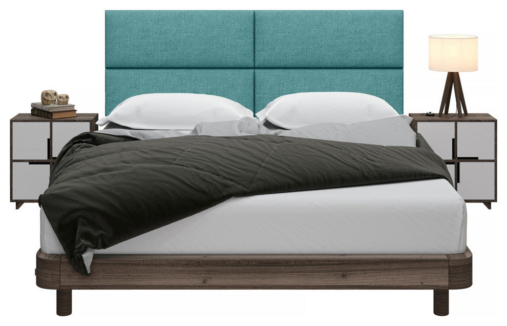 Jaxx Panelist Modern Padded Headboard, Set of 4 Panels, Queen, Surf Turquoise