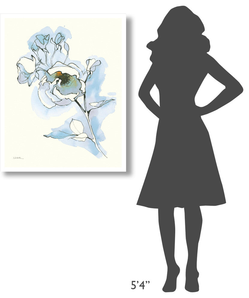 "Carols Roses IV Blue" Digital Paper Print by Shirley Novak, 30"x37"