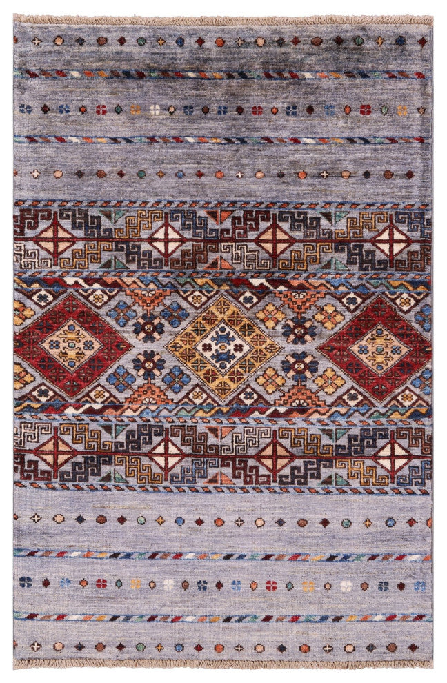 2' 8" X 4' 1" Handmade Khorjin Super Kazak Wool Rug - Q12338