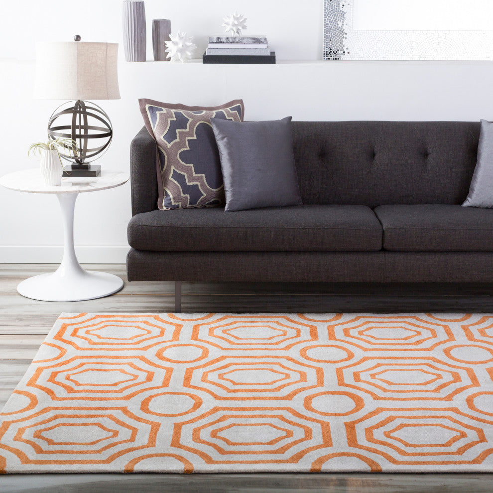Surya Hudson Park HDP-2009 8'x10' Rug, Bright Orange/Cream