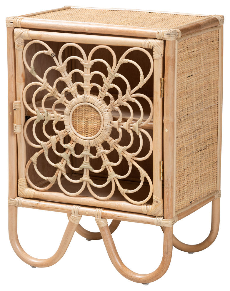 Acelin Modern Bohemian Natural Brown Rattan Nightstand