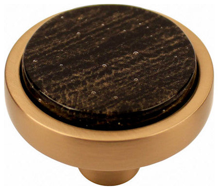 Cove Metal Glass Meld, Black Mica, Round Knob, Satin Brass