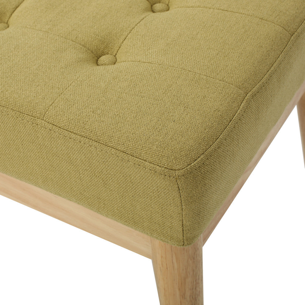 GDF Studio Mid-Century Modern Fabric Upholstered Bench, Olive Green