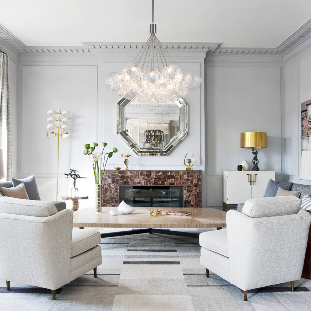 19-Light Modern LED Glass Cluster Bubble Chandelier