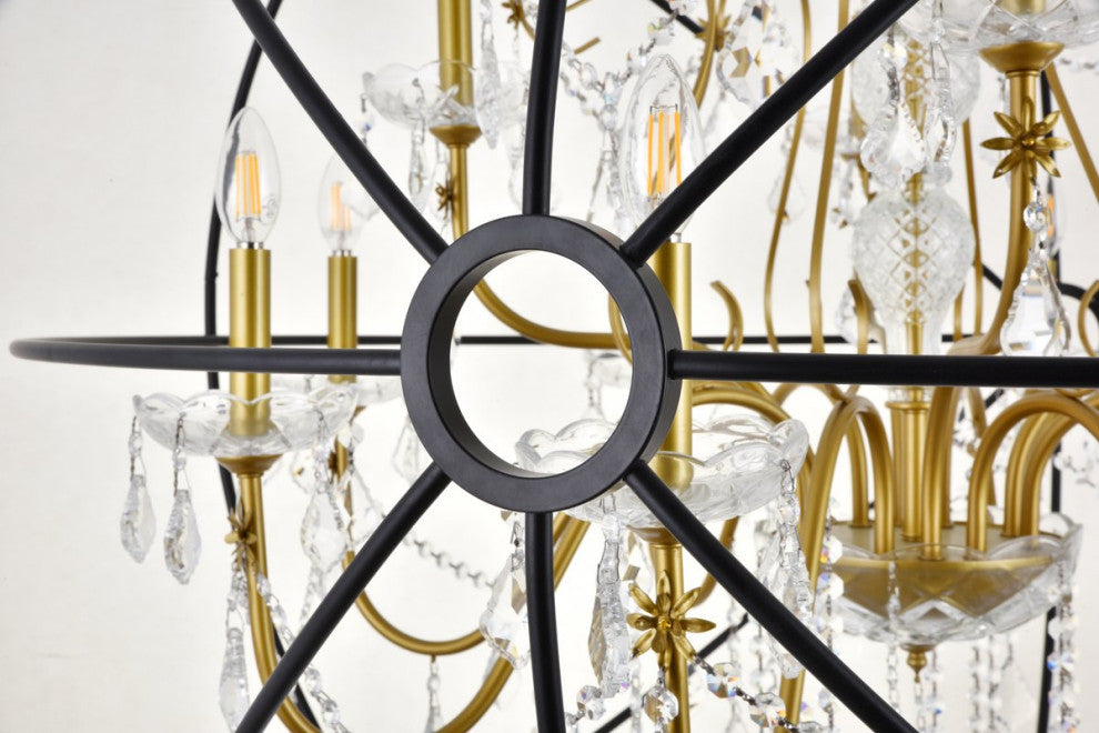 Cory 12-Light Black and Gold Crystal Pendant