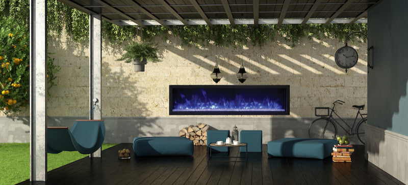 65" Extra Slim Indoor/Outdoor Electric Built-in only with black steel surround