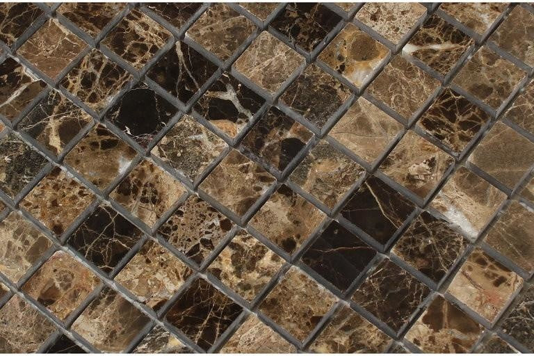 1 X 1 Emperador Dark Marble Polished Mosaic Tile