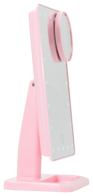 Touch XL Dimmable LED Makeup Mirror with Detachable 5X Mirror, Pink