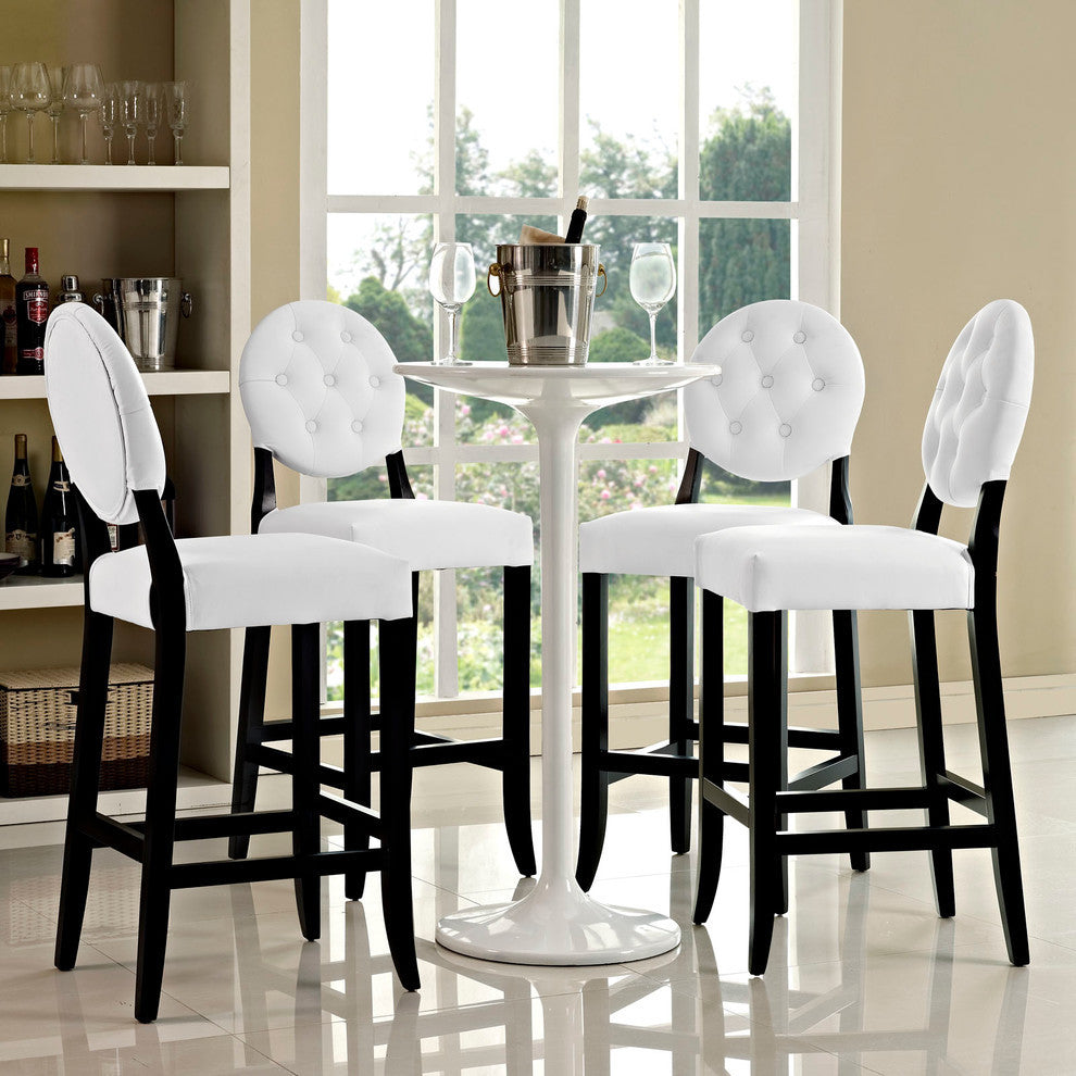Modern White Button Bar Stool Set of 4
