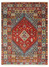 EORC Red Hand Knotted Wool Knot Rug, 6'x9'