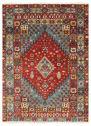 EORC Red Hand Knotted Wool Knot Rug, 6'x9'