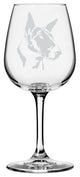 Bull Terrier Dog Themed Etched All Purpose 12.75oz. Libbey Wine Glass