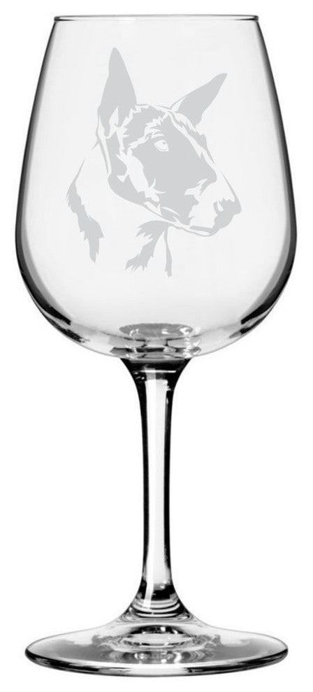 Bull Terrier Dog Themed Etched All Purpose 12.75oz. Libbey Wine Glass