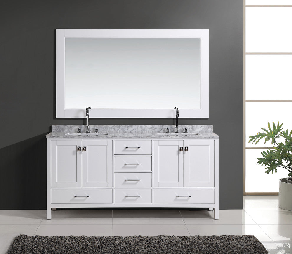 London 72" Double Sink Vanity Set, White