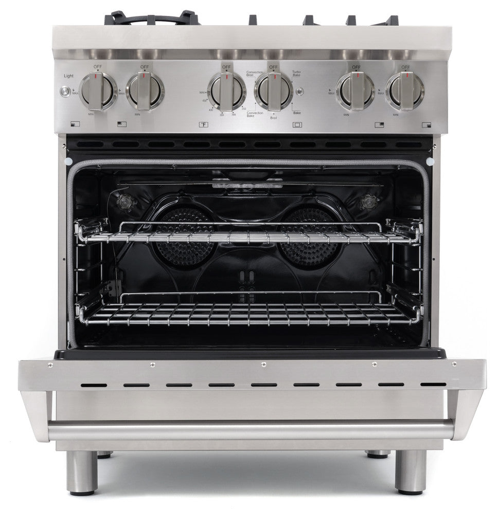 30" Dual Fuel Range With 4 Italian Gas Burners and Electric Convection Oven