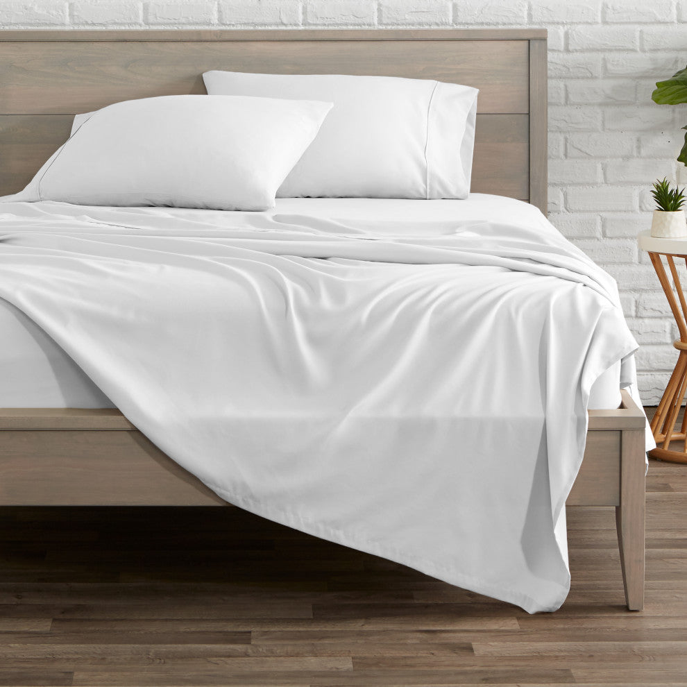 Bare Home Flat Top Sheets - Multi-Pack, White, King, Set of 5