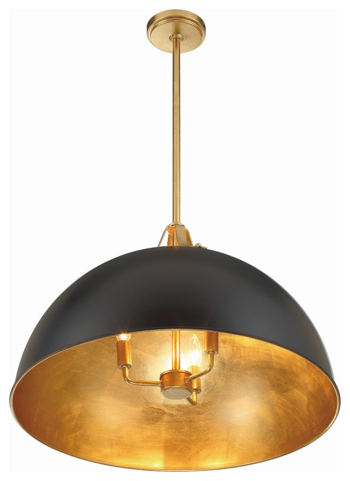 Soto 3-Light Matte Black/Antique Gold Pendant