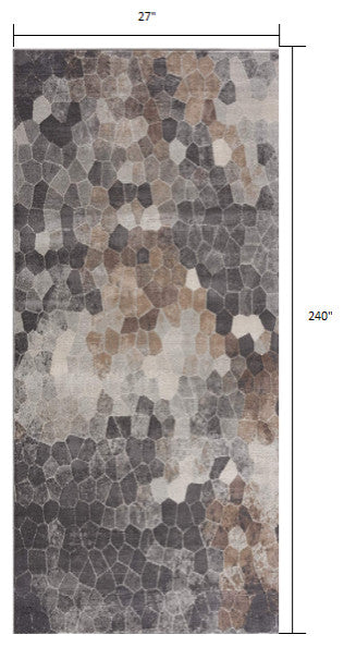2" x 20" Beige Cobblestone Pattern Runner Rug