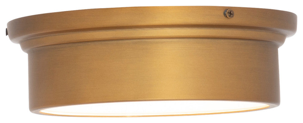 York LED Flush Mount 3000K, Aged Brass, 8"