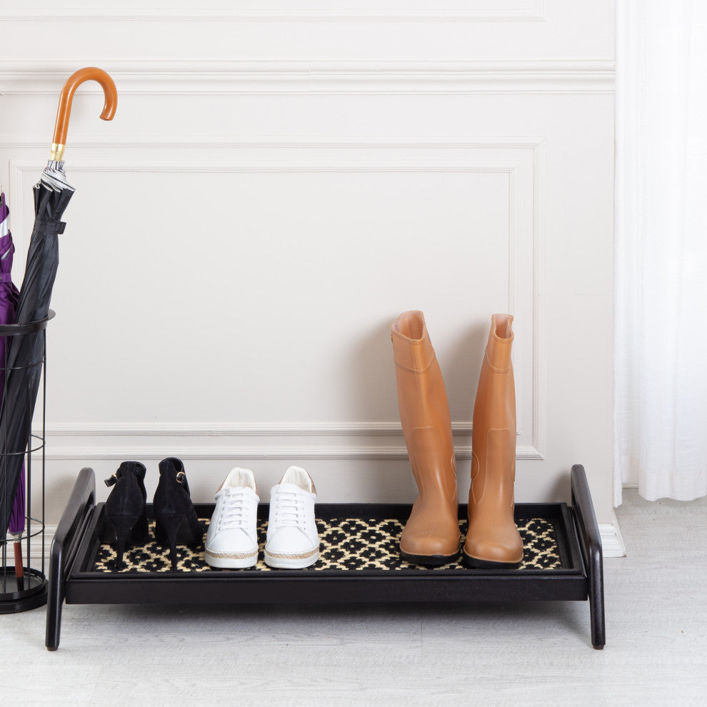 Single-Tier Black Stand With 3-Pair Rubber Boot Tray Madagascar