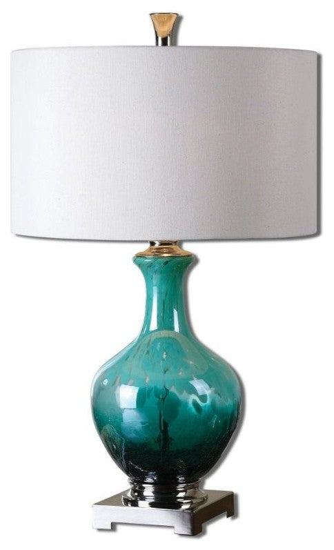 Uttermost 26770-1 Yvonne Green Blue Glass Table Lamp