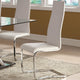 White Faux Leather Dining Chairs With Chrome Legs, Set of 4