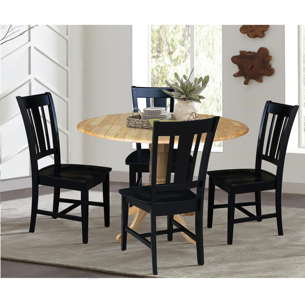 42 in. Dual Drop Leaf Table with 4 Splat Back Dining Chairs