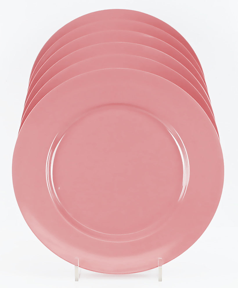 6-Piece Melamine Dinner Plate Set, Pink