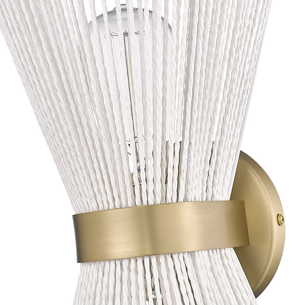 Avon 2-Light Wall Sconce, Brushed Champagne Bronze With Bleached White Raphia Rope Shade