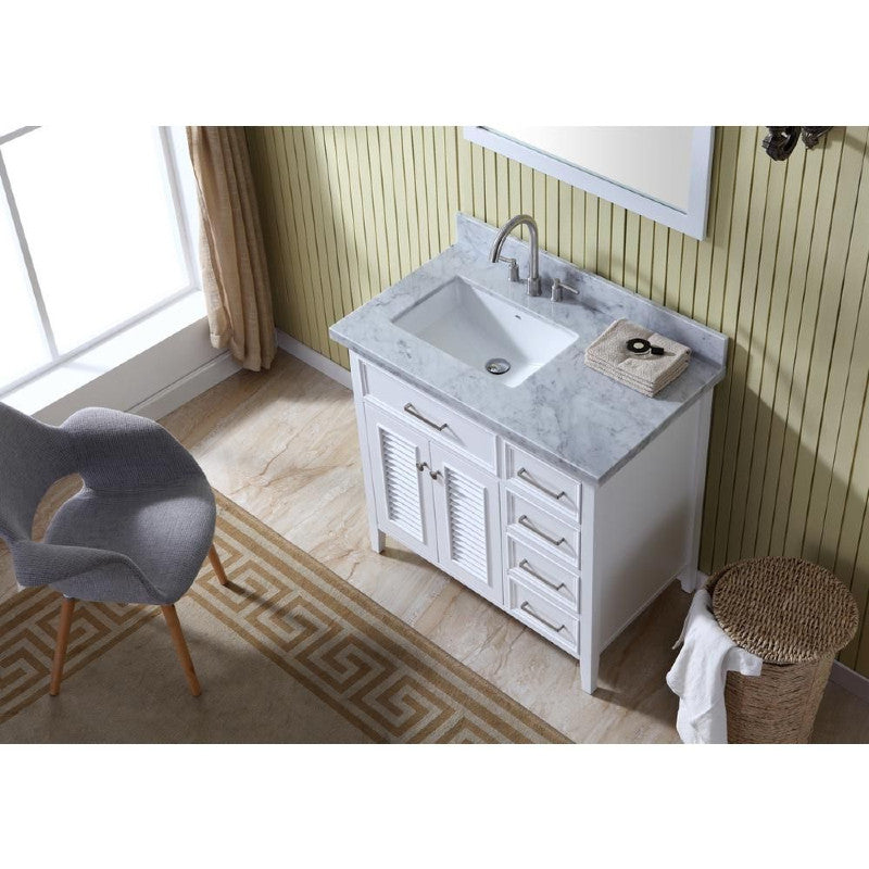 Ariel Kensington 37" Traditional Left Offset Single Sink Vanity Set, White