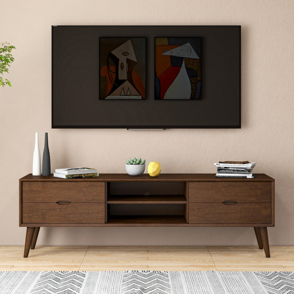 Benjamin Mid-Century Modern Solid Wood TV Stand With 6 storage cabinet