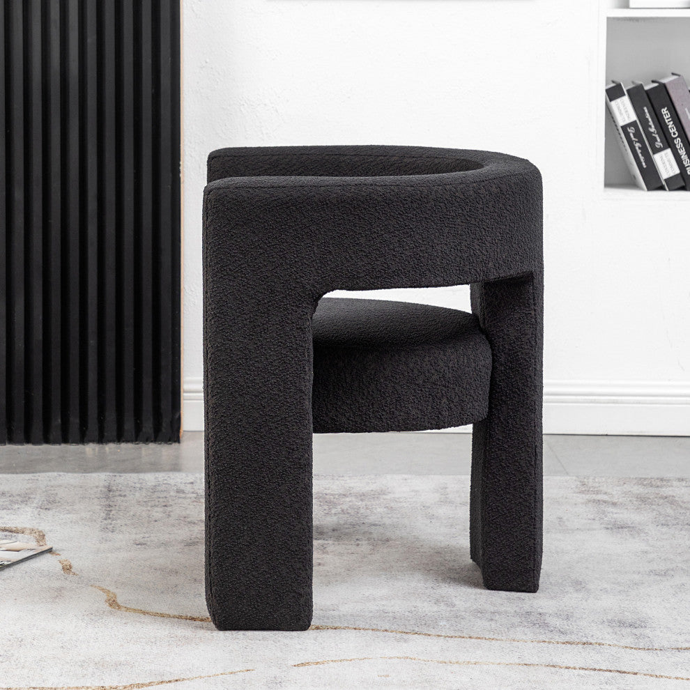 28" Wide Boucle Upholstered Square Armchair, Dark Gray