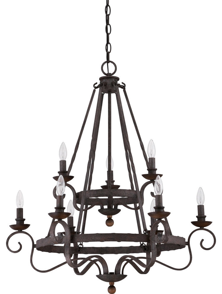Quoizel NBE5009RK Nine Light Chandelier Noble Rustic Black