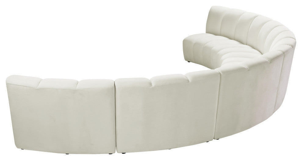 Infinity Channel Tufted Velvet Modular Chair, Cream, 6 Piece