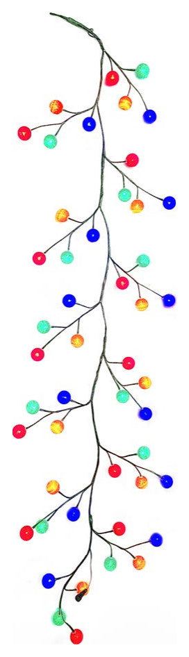 Kurt Adler 6' Green Garland With 48 Multicolor LED Ball Lights
