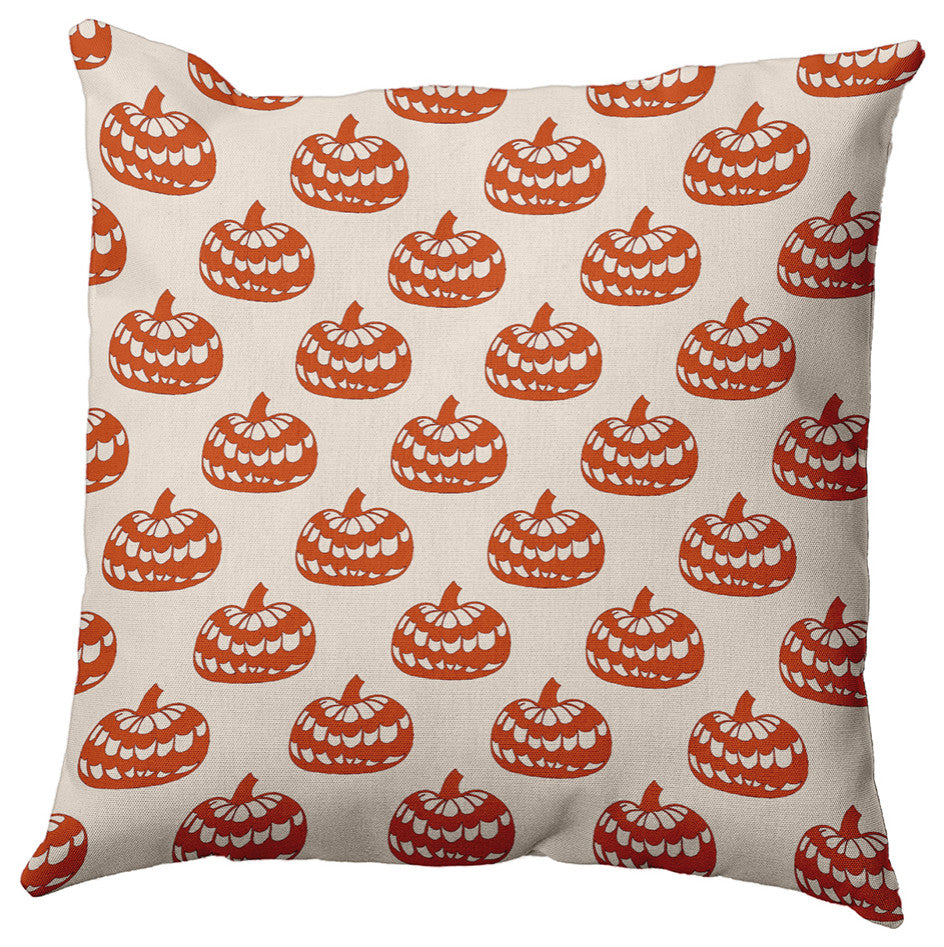 20" x 20" Patterned Pumpkins Decorative Throw Pillow, Sienna