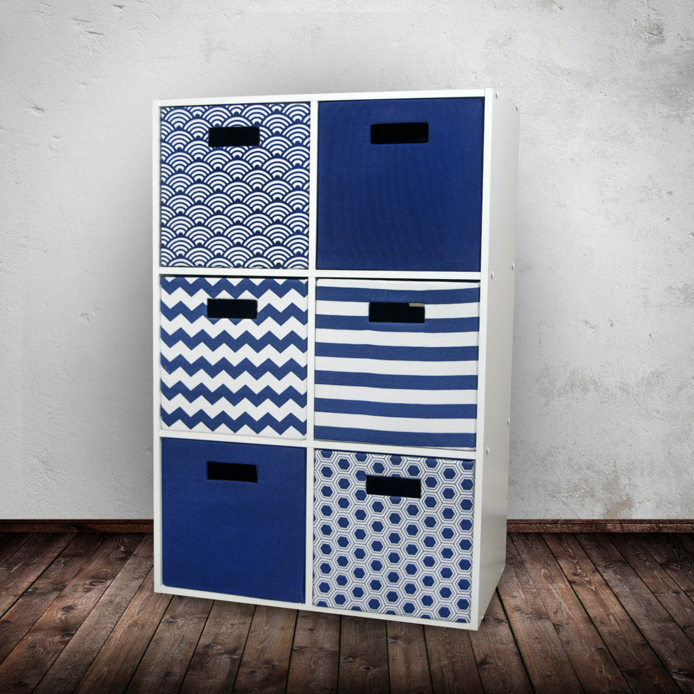 Polyester Cube Honeycomb Nautical Blue Square 13"x13"x13"