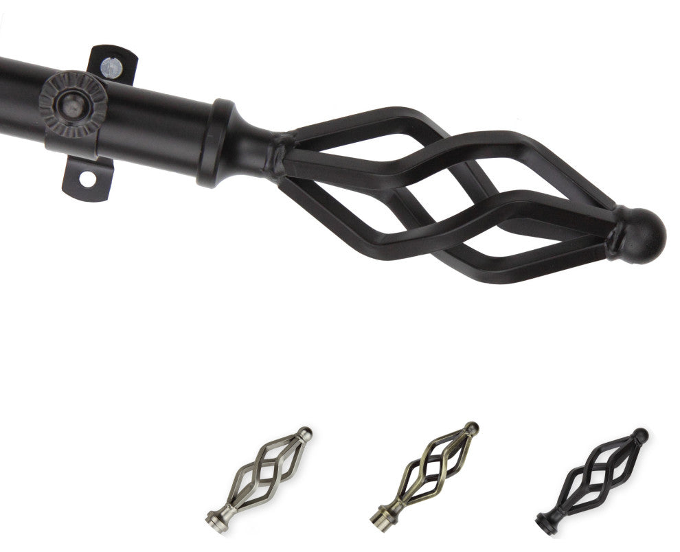 Vinci 13/16 inch dia. Curtain Rod, Black, 120"-170"