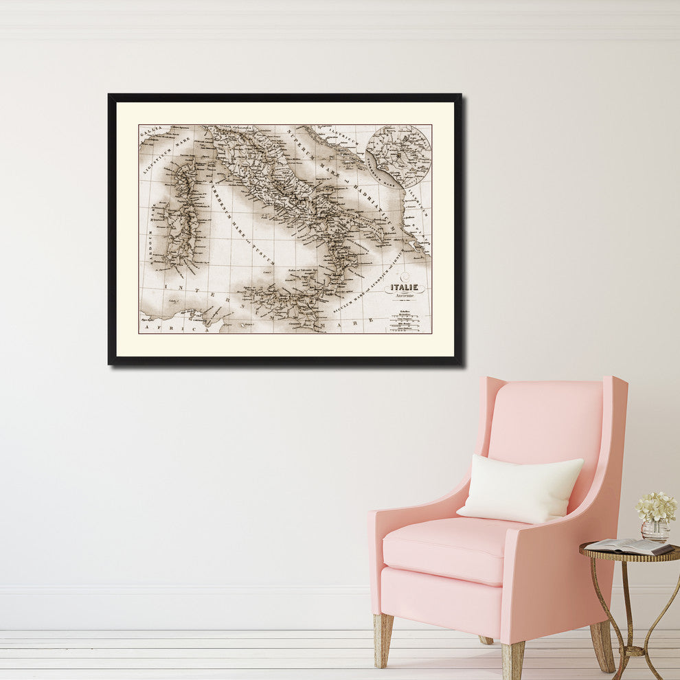 Italy Rome Vintage Sepia Map Canvas Print, 28"x37"