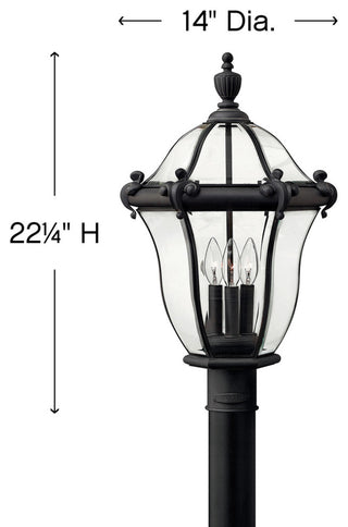 Hinkley Lighting H2441 San Clemente 23" Tall 3 Light Post Light - Museum Black