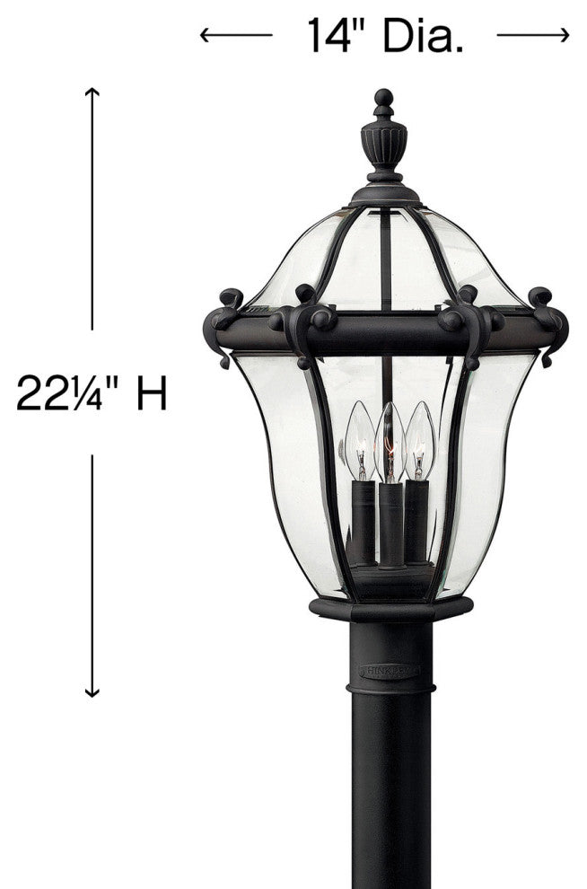 Hinkley Lighting H2441 San Clemente 23" Tall 3 Light Post Light - Museum Black