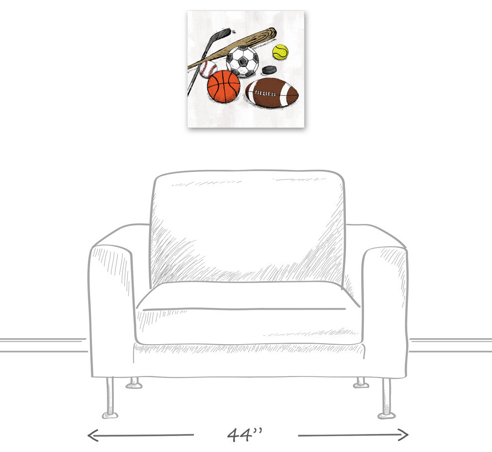 Sports Balls 16x16 Canvas Wall Art