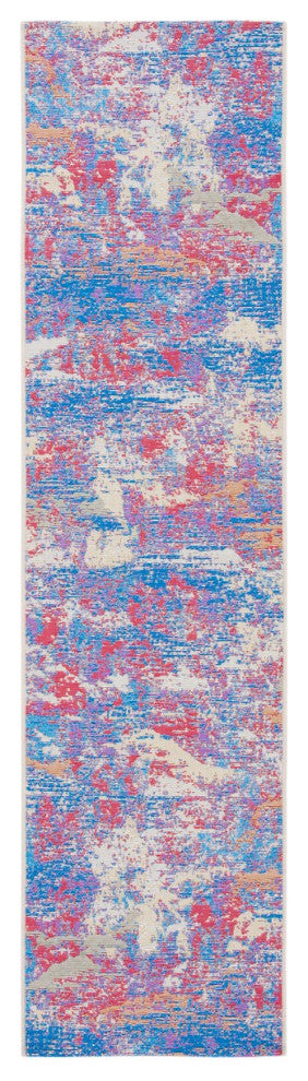 Safavieh Summer Collection Indoor-Outdoor SMR409 Rug, Blue/Red, 2'x8'