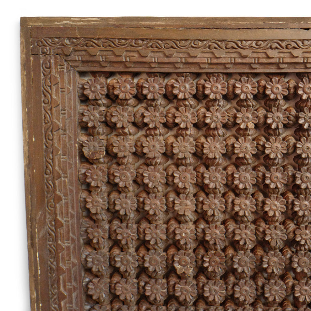 Consigned Carved Flower Pattern Panel