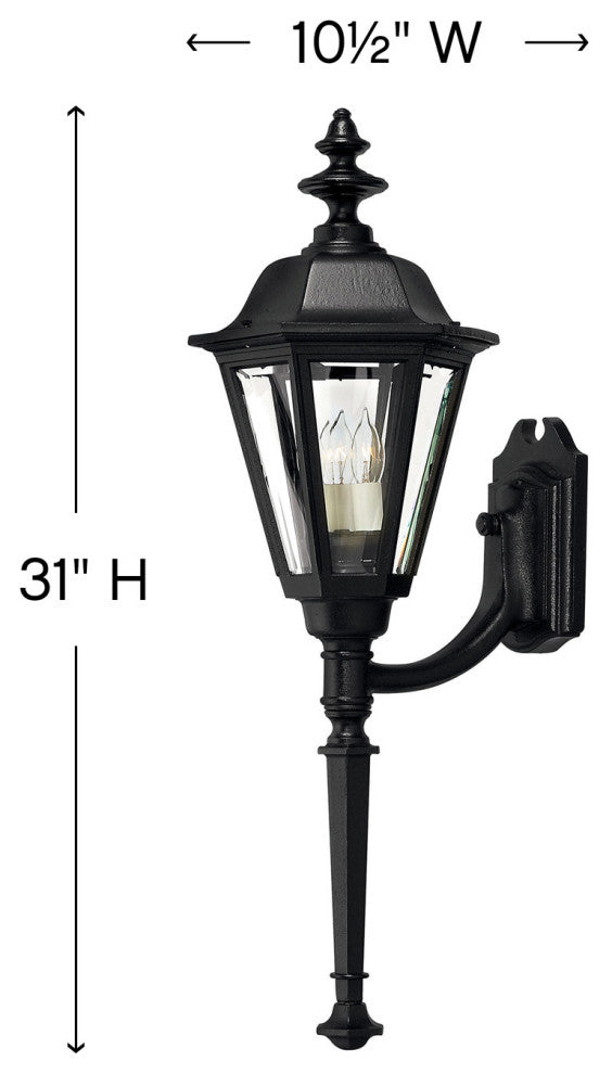 Hinkley Manor House Large Wall Mount Lantern With Tail, Black