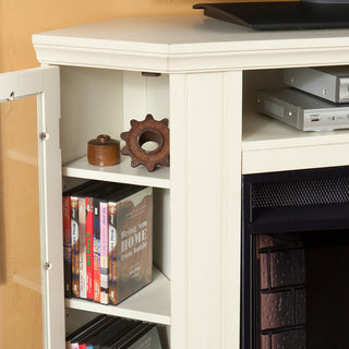 Lincoln Convertible Media Electric Fireplace, Ivory